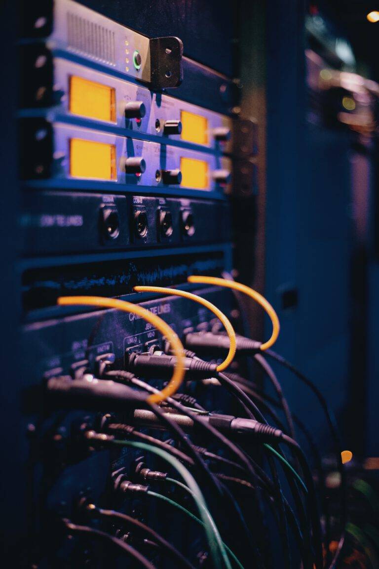 Closeup picture of server room.